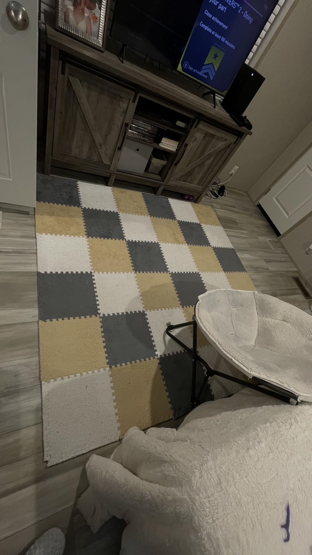 Amylove 36 Pc Foam Interlocking Carpet Tiles,Gray, Apricot, Dark Brown customer photo 2