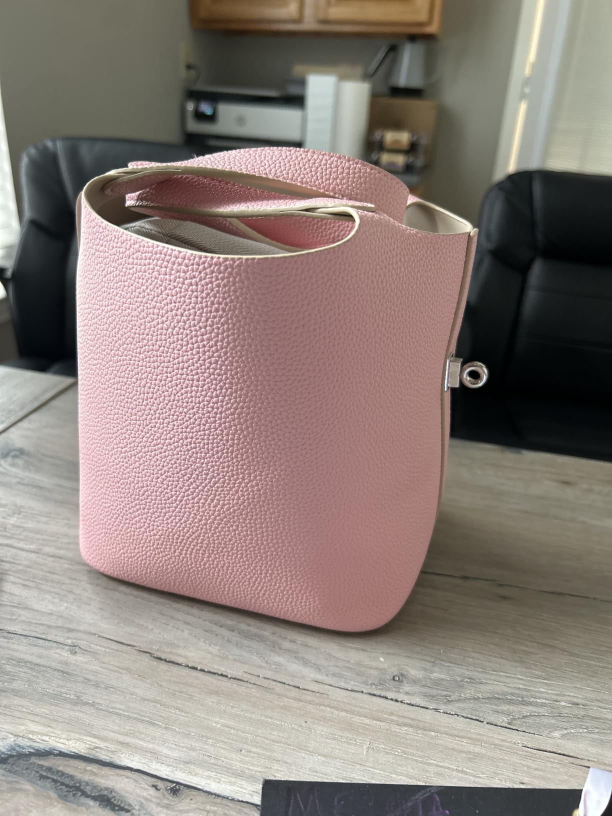 Tote Bag for Women Vegan Leather Bucket Purse for Women Top Handle Handbag Shoulder Bag with Detachable Small Purse customer photo 2