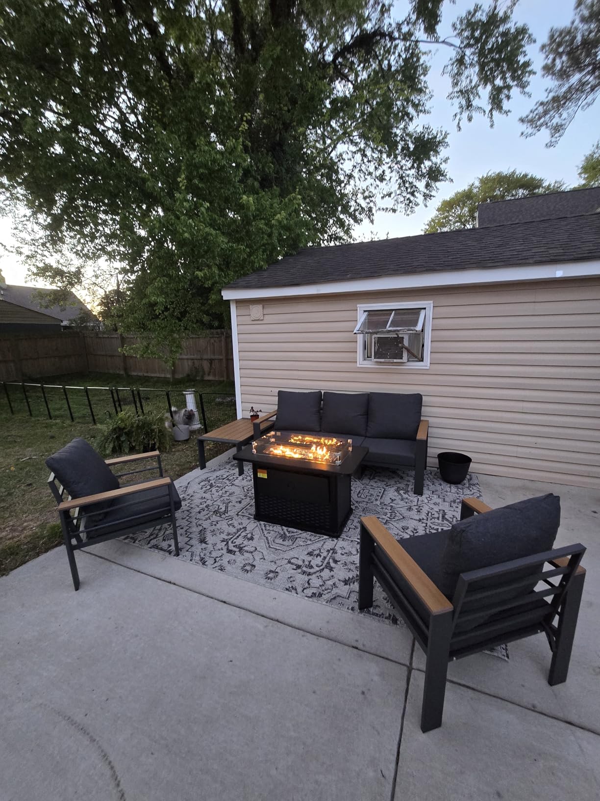 Aoxun Patio Furniture Set, Aluminum Outdoor Furniture with Fire Pit Table customer photo 1
