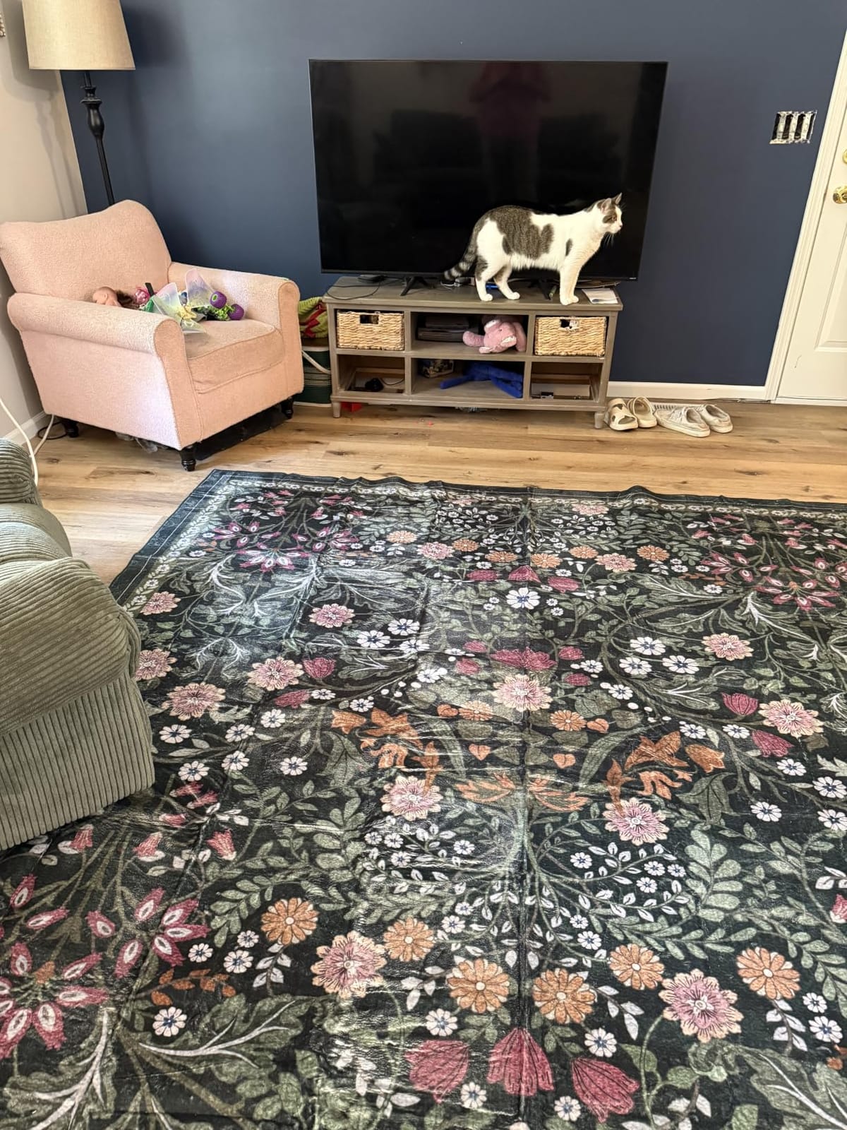 PLHXFR 8x10 Area Rug Living Room: Floral Washable Boho Carpet Dark Green customer photo 2