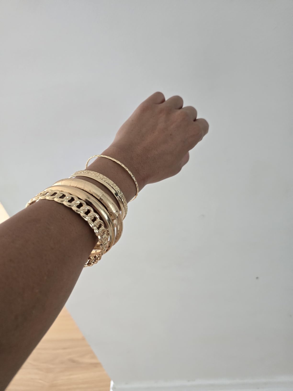 ÌF ME Gold Bangle Bracelets for Women, Indian Bangles Stackable Set, Multi Layer Textured 18K Gold Plated Chunky Bracelets Boho Jewelrys Set customer photo 2