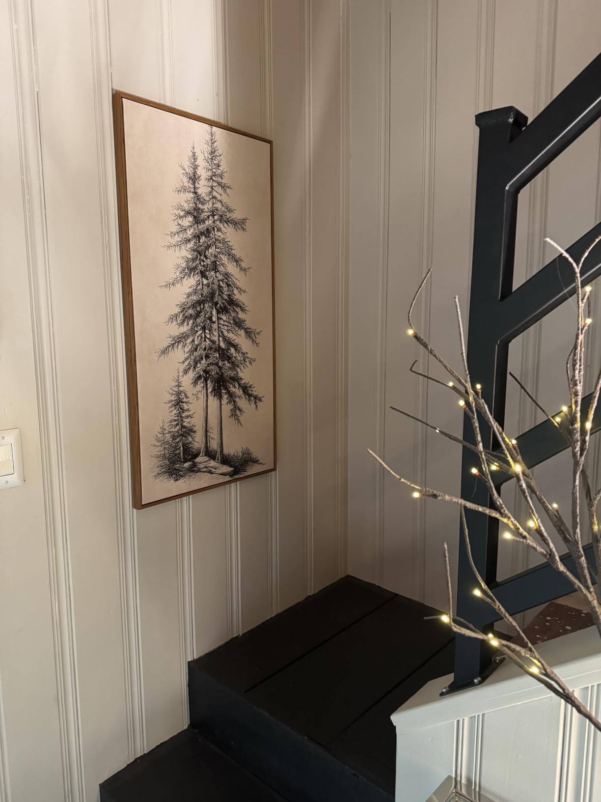 Framed Vertical Vintage Rustic Tree Ring Wall Art for Living Room, 20x40 In customer photo 1