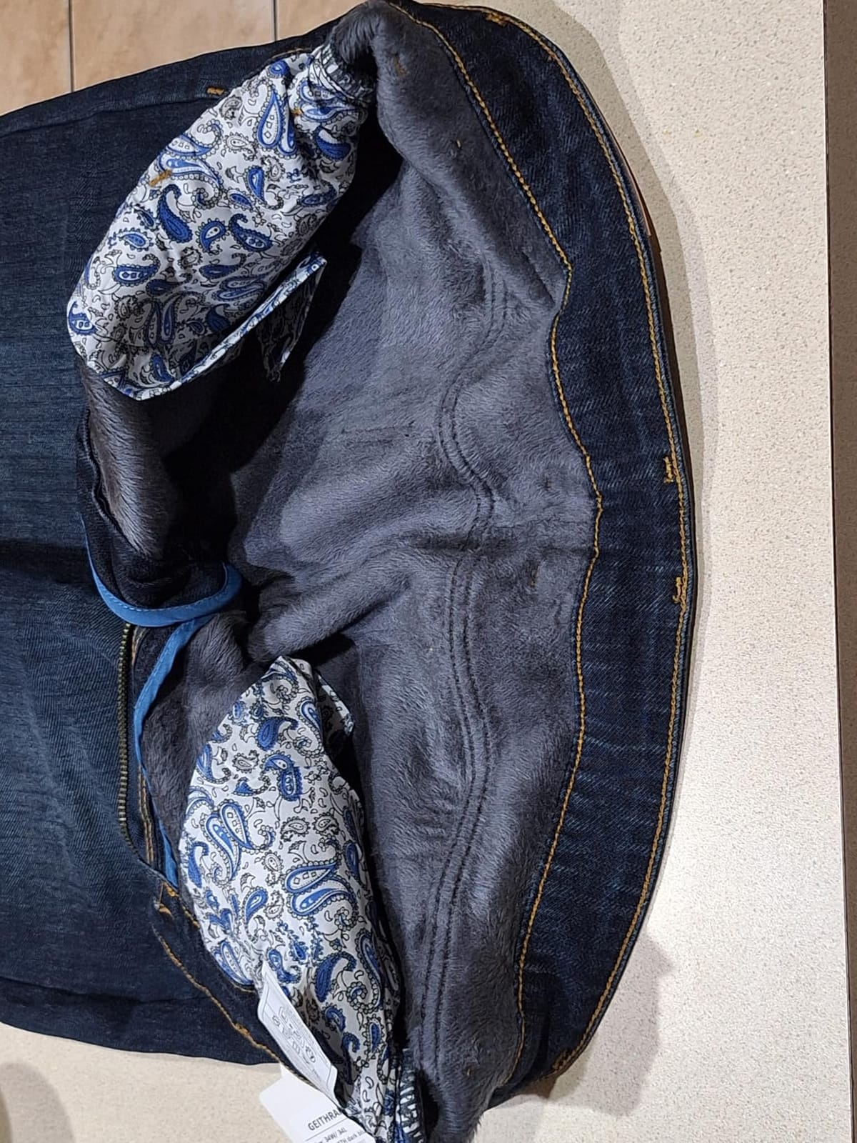 Thermal Stretch Jeans for Men Fleece Lined Winter Pants Regular Fit Business Casual customer photo 2
