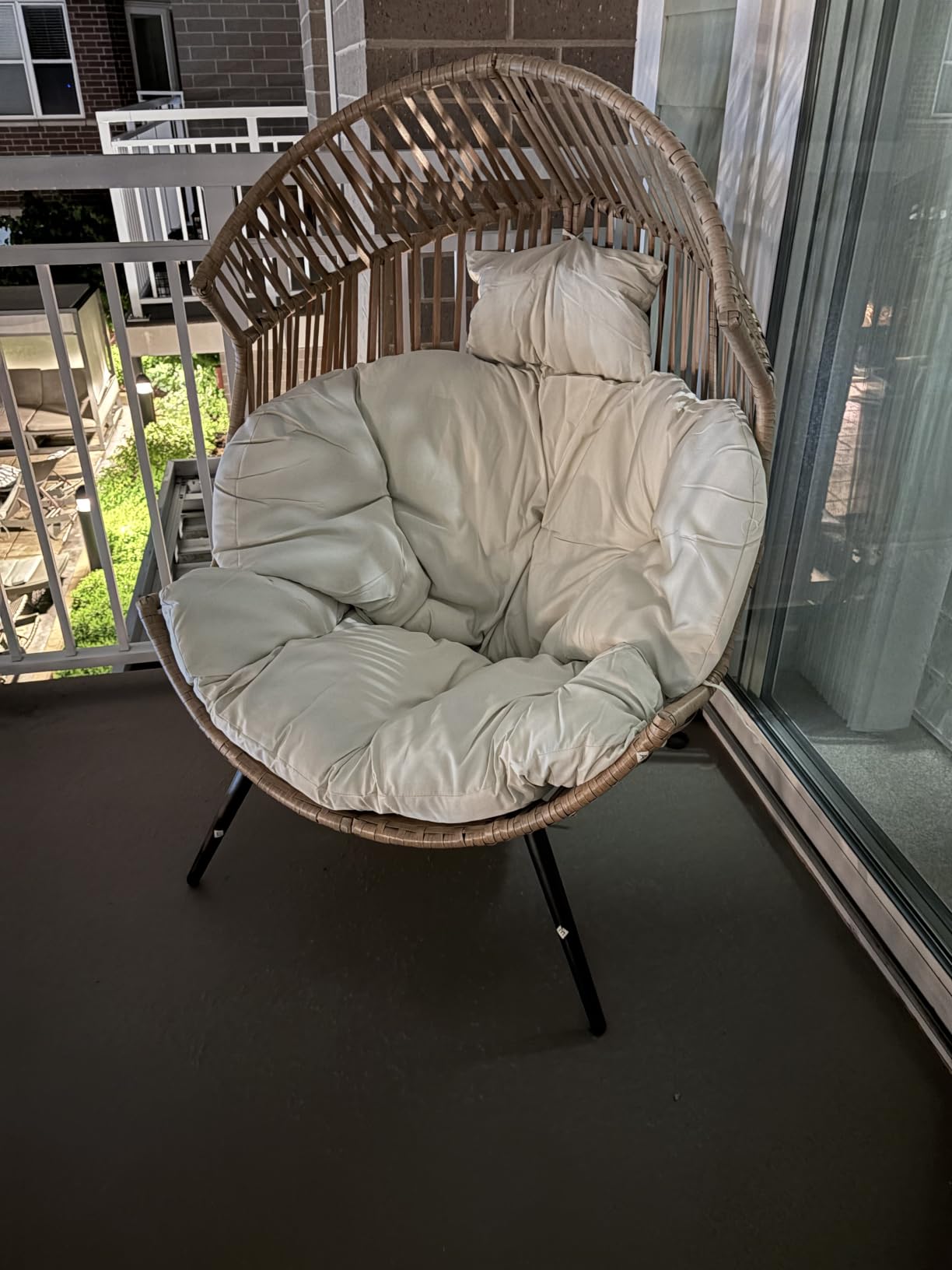 Shintenchi Wicker Egg Chair Outdoor Rattan Patio Chair with Cushion, Oversized Patio Lounge Chairs Egg Basket Chair, Egg Seat for Indoor Living Room Bedroom Outside Patio Backyard Balcony customer photo 2