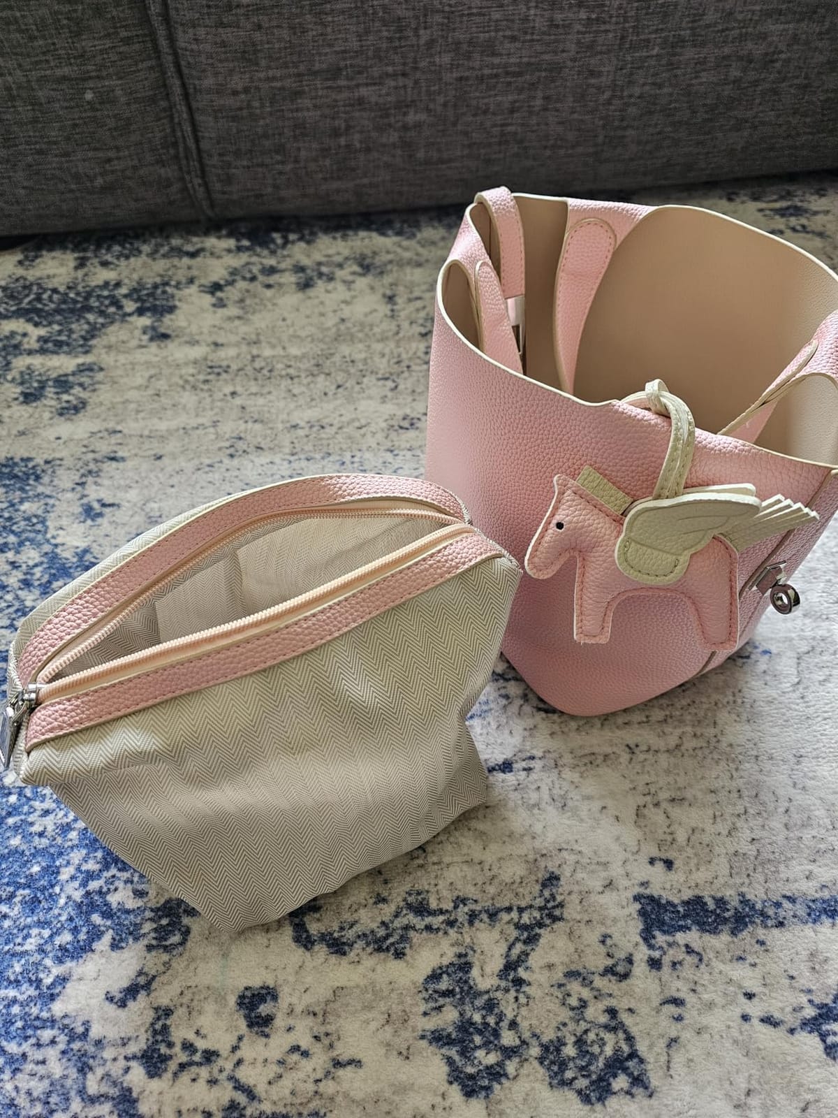 Tote Bag for Women Vegan Leather Bucket Purse for Women Top Handle Handbag Shoulder Bag with Detachable Small Purse customer photo 1