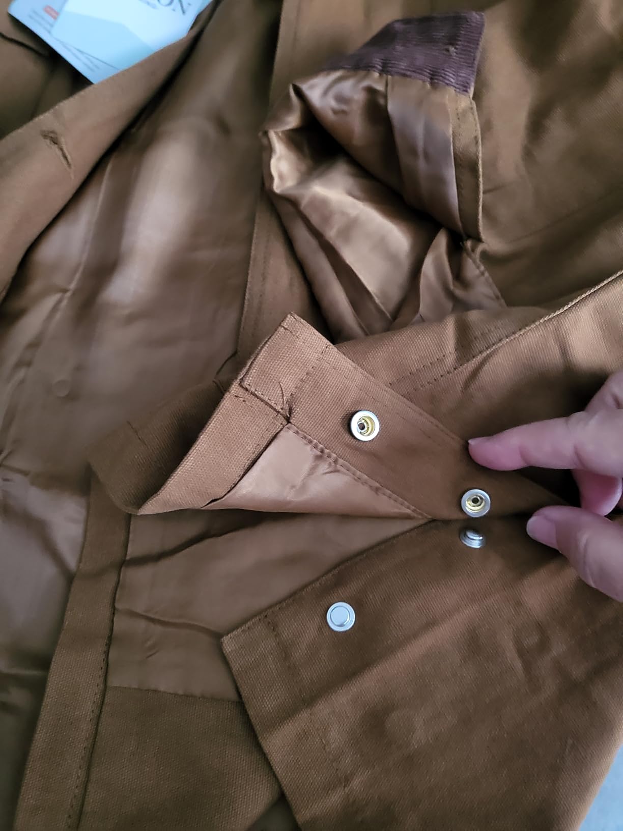 Womens Utility Barn Jackets Oversized Vintage Corduroy Collar Coat customer photo 2
