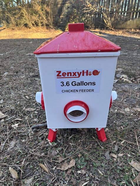 ZenxyHoC 3.6 Gal Chicken Feeder with 4 No-Waste Ports - 3 Height Adjustable customer photo 2