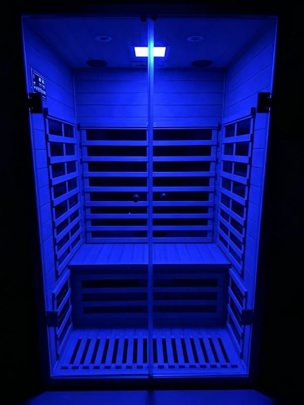2-3 Person Corner Far Infrared Sauna for Home, 1760W Ultra-Low EMF(0-1mG) Indoor Red Cedar Wood Sauna Room with 8 Heating Panels, Dual Control Panel, Bluetooth Speaker & Chromotherapy Lights customer photo 1