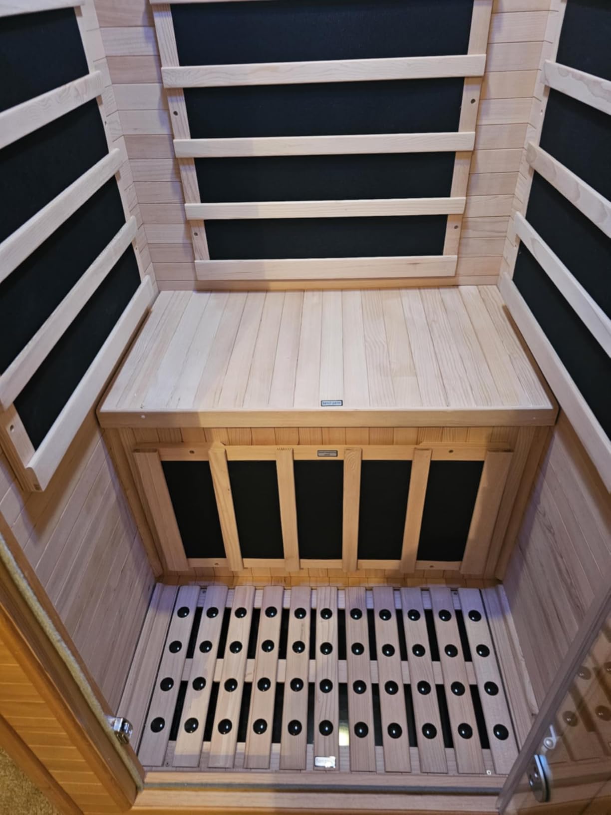 1-Person Low EMF Far Infrared Sauna for Home Use, 900W Canadian Hemlock Wood Sauna with Bluetooth Music & Led Read Light, Easy Assembly for Bedroom, Gym, or Basement（57.9 * 27 * 32IN） customer photo 1