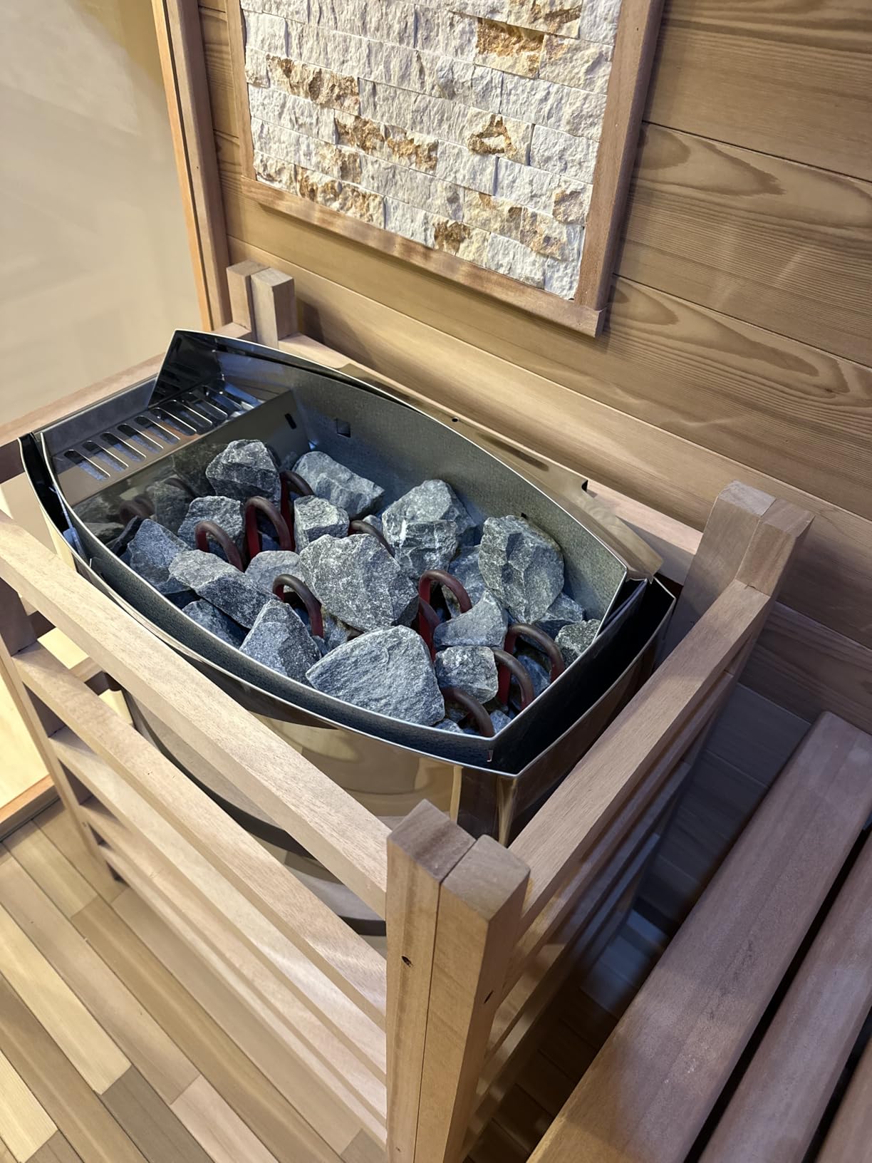 6-8 Person Indoor Hemlock Corner Steam Sauna, Wi-Fi, 6000W Heater, 220V/30A customer photo 1