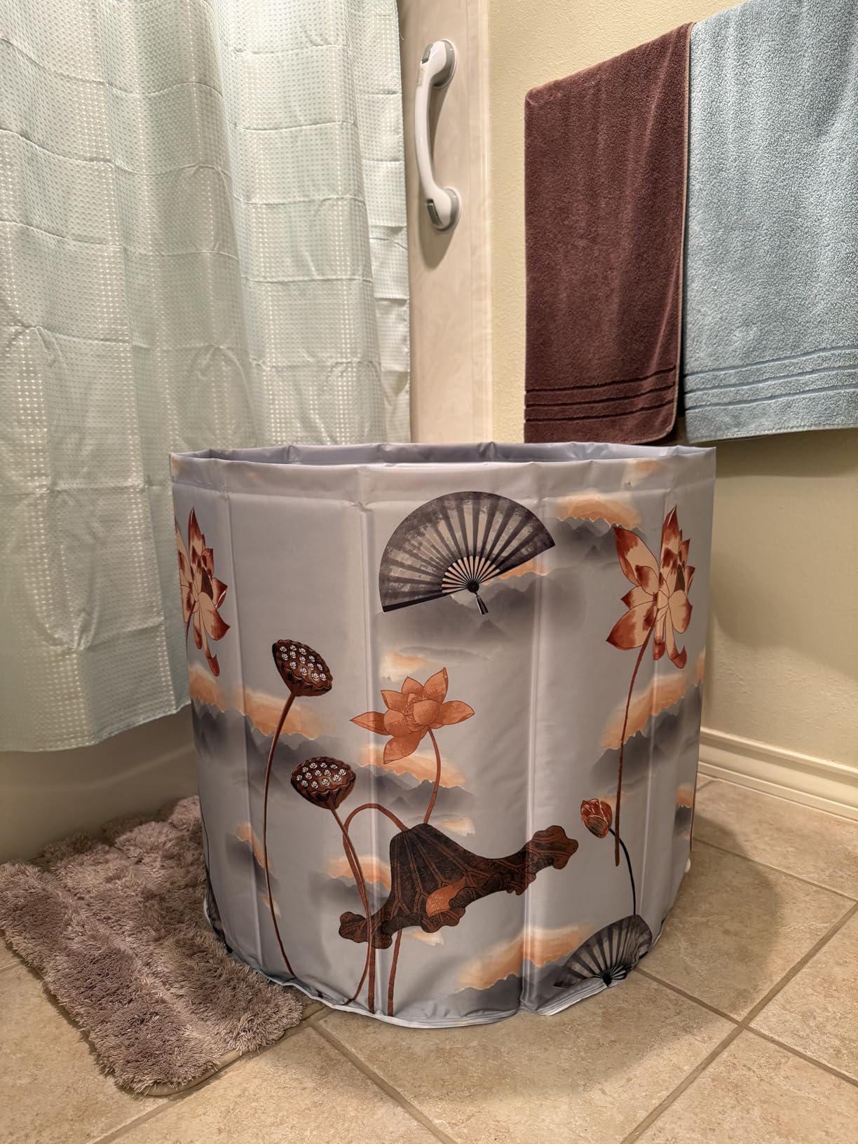 Portable Bathtub for Adult, Foldable Soaking Bathtub for Hot SPA&Ice Bath, Foldable Small Bathtub collapsible bathtub for Bathing, 6-layer Insulated portable tub,Space-Saving (black, 25.9X27.5 IN) customer photo 2
