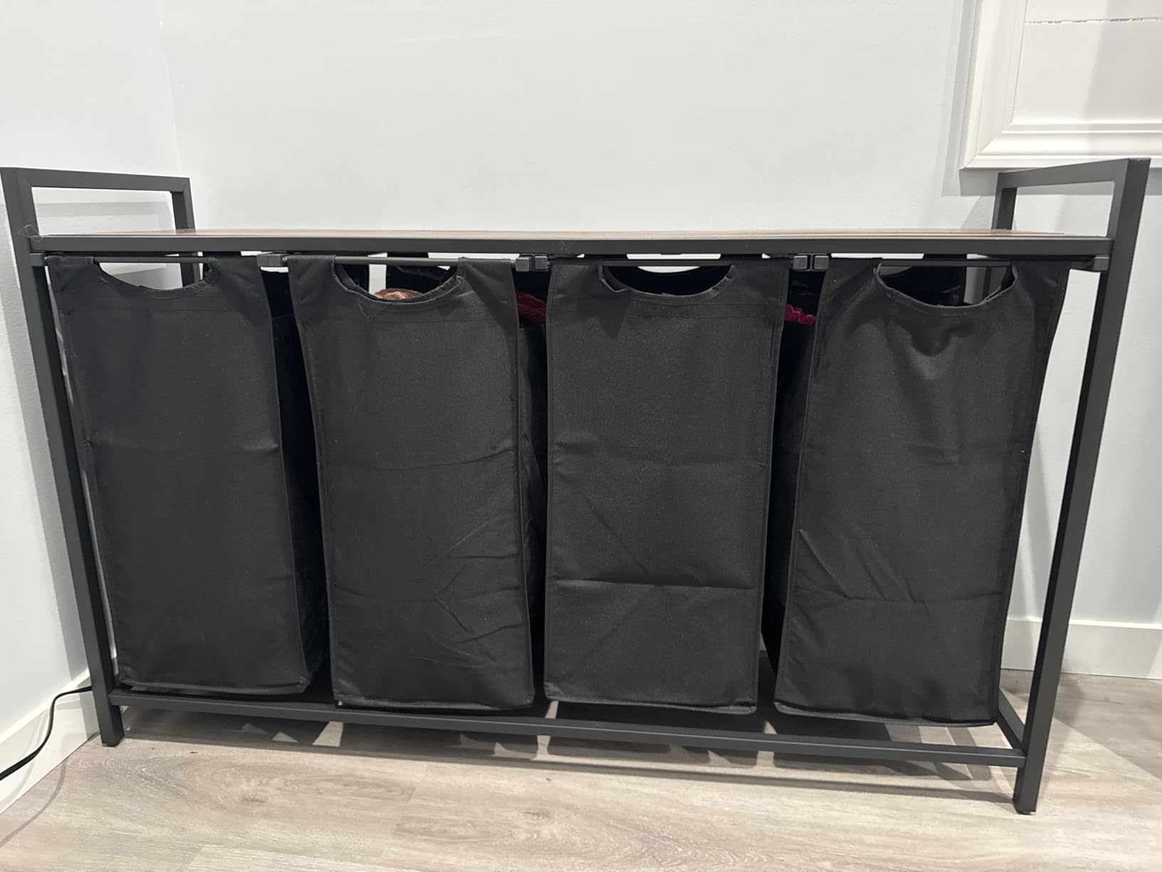 VASAGLE Laundry Hamper with Shelf, 3 Pull-Out Bags, 3 x 10.6 Gallons (40 L) customer photo 1