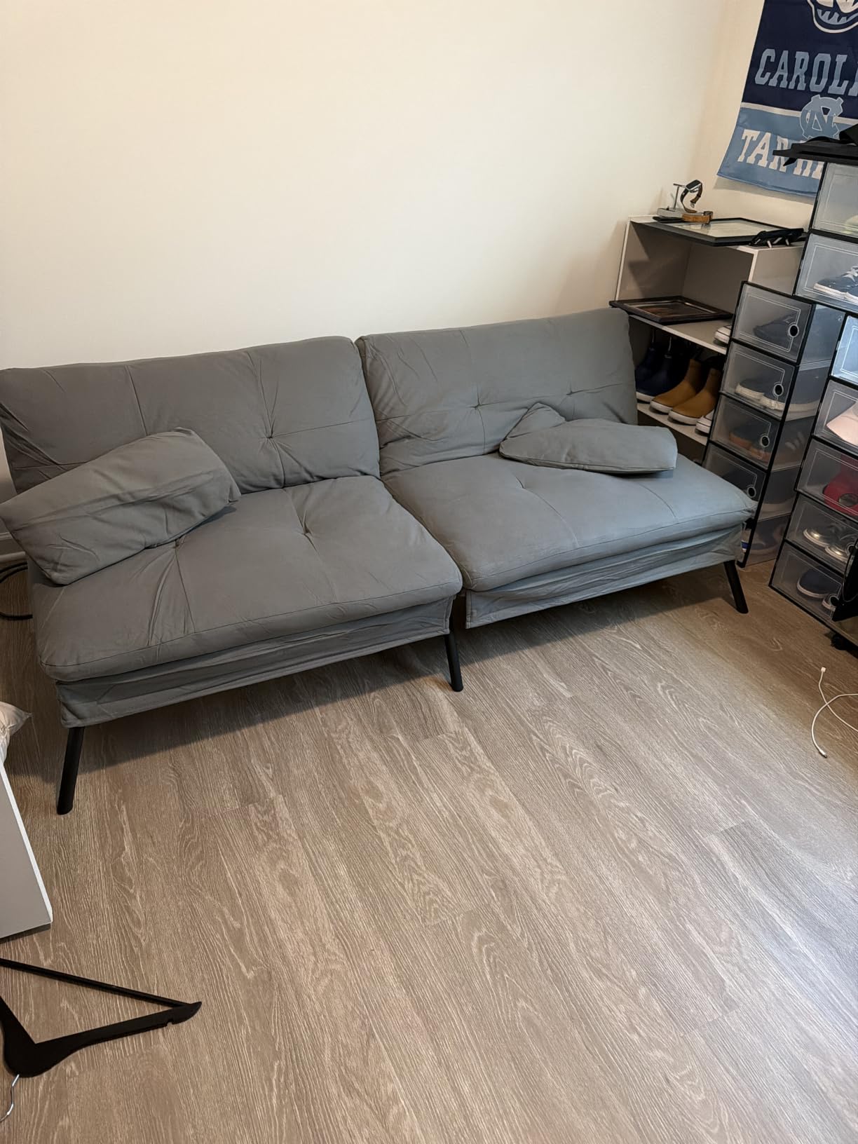 COMHOMA 72″ Convertible Futon Sofa Bed, Adjustable Backrest, Grey customer photo 1