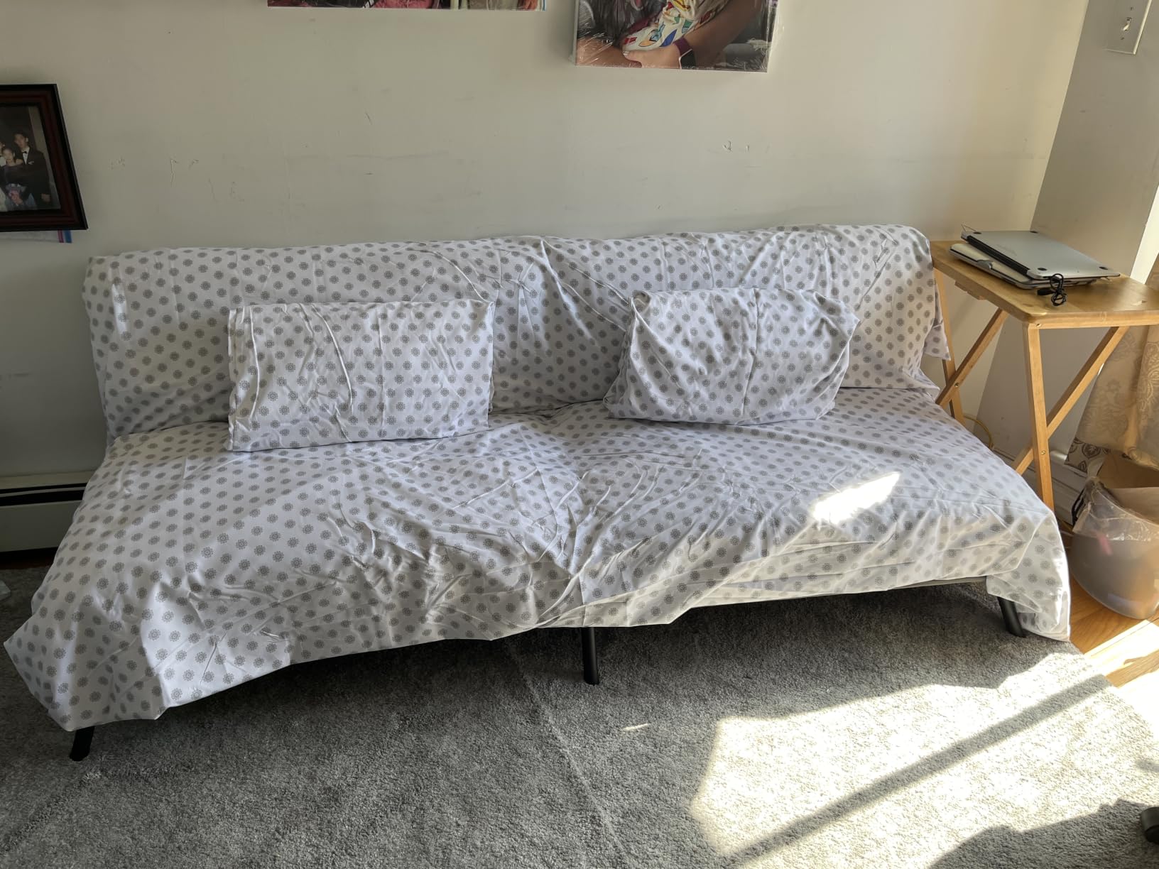 COMHOMA 72″ Convertible Futon Sofa Bed, Adjustable Backrest, Grey customer photo 2