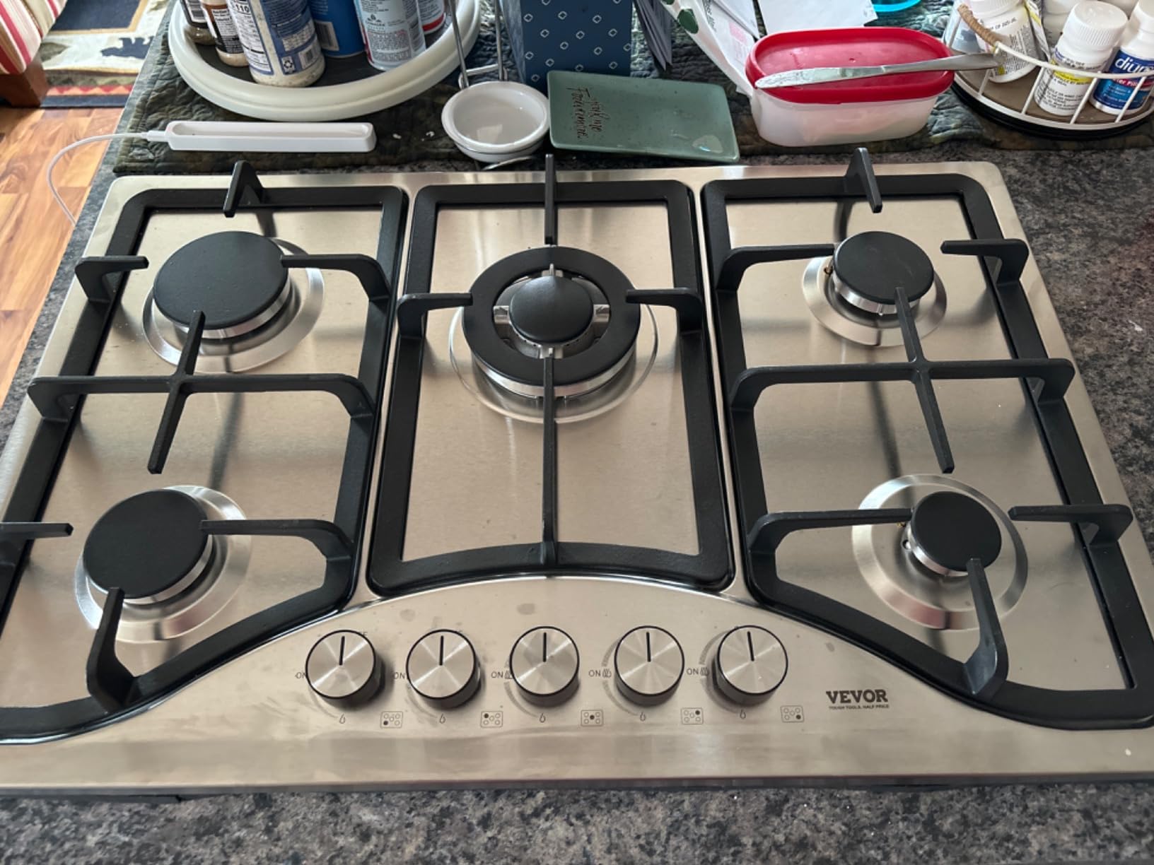 VEVOR 36 inch Gas Cooktop 5 Burners Gas Stove Top, Max 38300BTU Built-in Stainless Steel Stove Top LPG/NG Convertible Dual Fuel Cooktop Stoves with SABAF Dual-Ring Burner for Kitchen Apartment Rvs customer photo 2