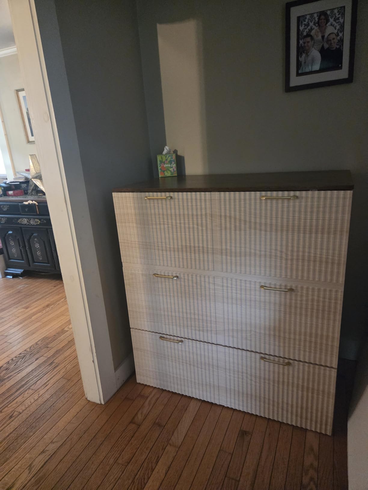 VINGLI Twin Murphy Bed with Storage Drawer,Fluted Wooden Foldable Bed Cabinet with Charging Station,Boho,Hideaway Paltform Panel Bed for Small Spaces,Guest Room,Office,Apartment,Beige customer photo 1