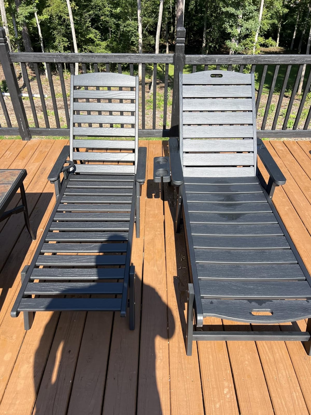 SERWALL HDPE Outdoor Lounge Chair Set of 2 with Cup Holder, White customer photo 1