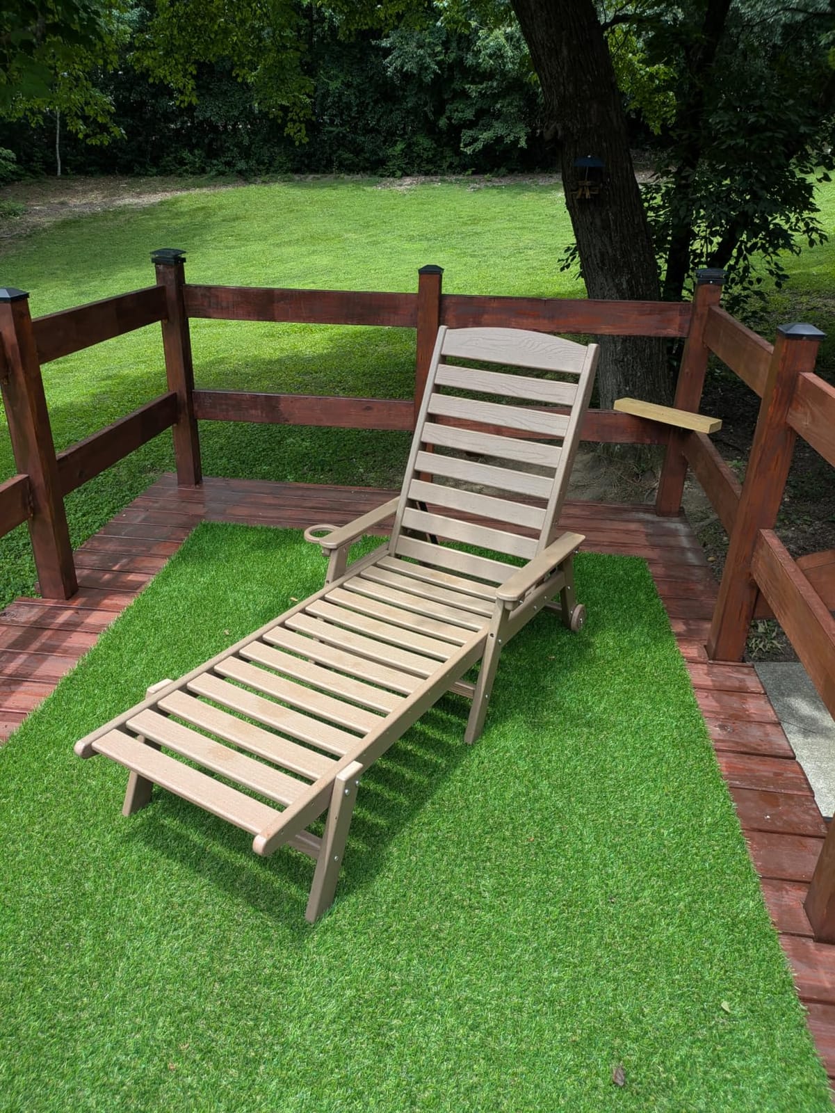 SERWALL HDPE Outdoor Lounge Chair Set of 2 with Cup Holder, White customer photo 2