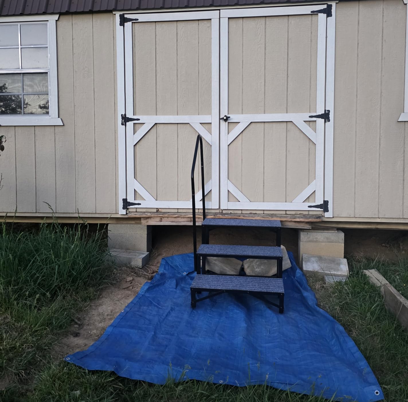VEVOR RV Steps with Handrail, 3 Steps, 660 lbs Load Capacity, Heavy Duty Outdoor RV Stairs with Non-Slip Mat for Elderly and Pets, Portable Stairs for Hot Tub, Camper, Mobile Home, Porch, Pool, SPA customer photo 2