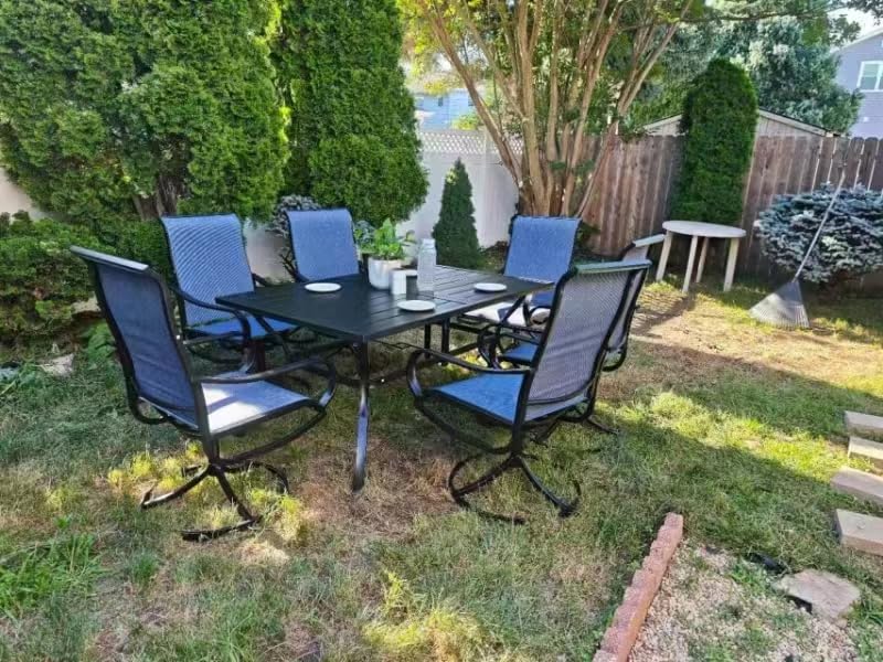 Sophia & William Patio Dining Set for 6 w/Swivel Textilene Chairs, Grey customer photo 1