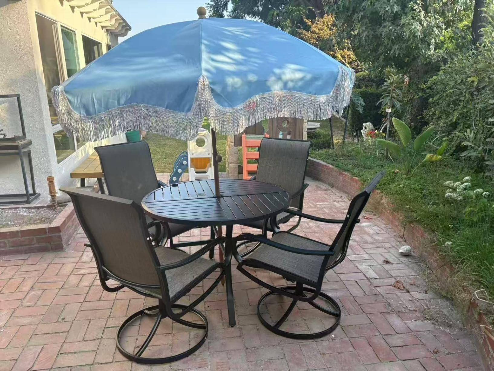 Sophia & William Patio Dining Set for 6 w/Swivel Textilene Chairs, Grey customer photo 2