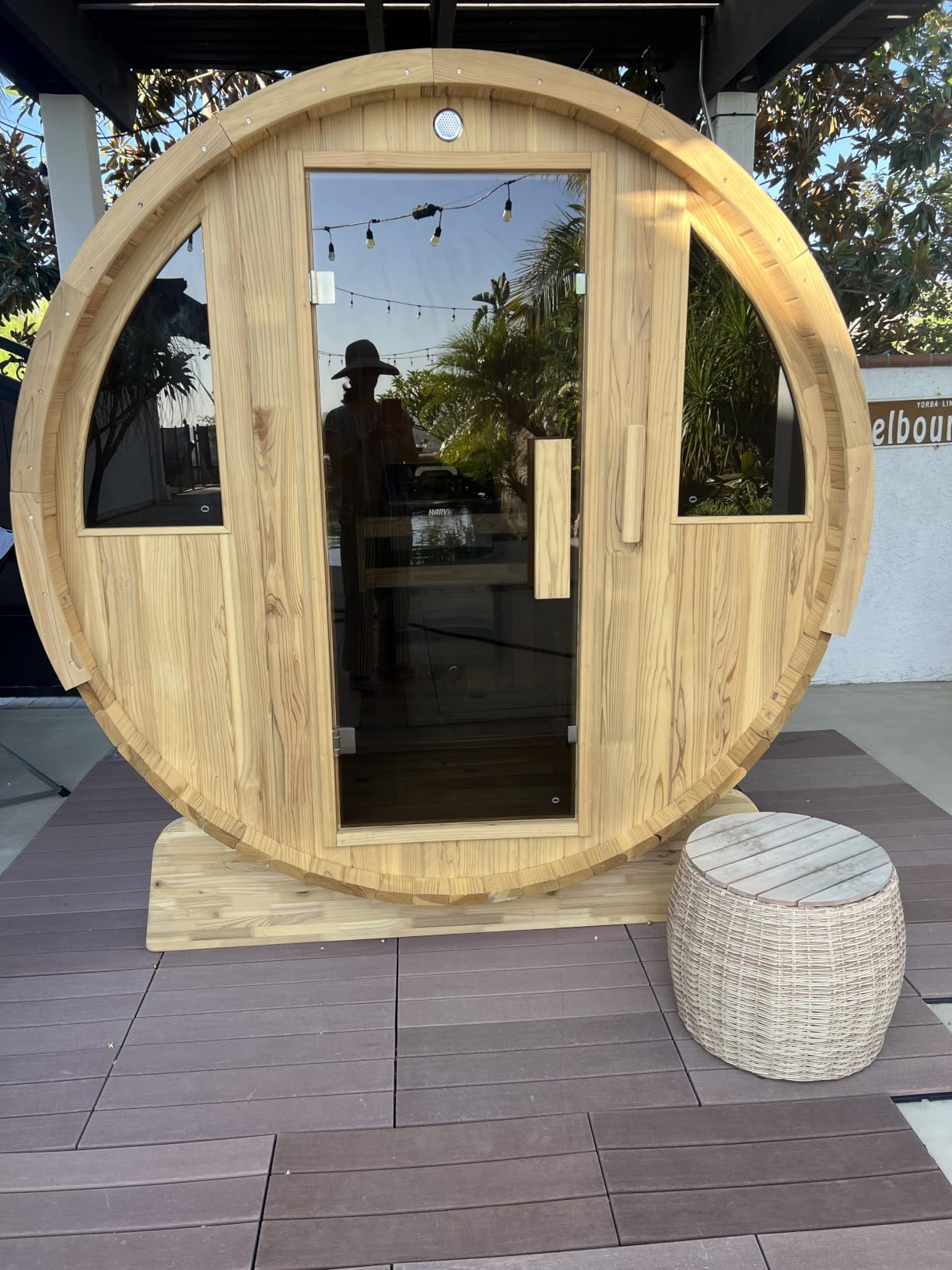 Premium 4 Person Cedar Barrel Sauna for Outdoor Backyard customer photo 2