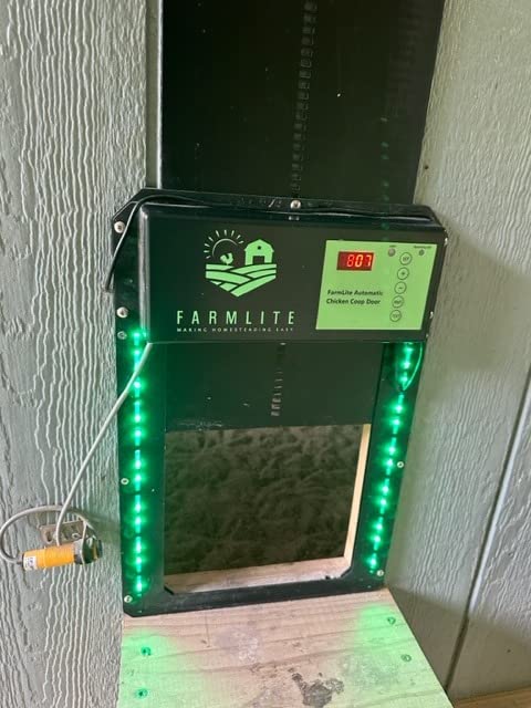 FarmLite Automatic Chicken Coop Door Opener | Non-Battery Powered Automatic Chicken Door | Automatic Coop Door with Timer and Light Sensor | USA Brand customer photo 2