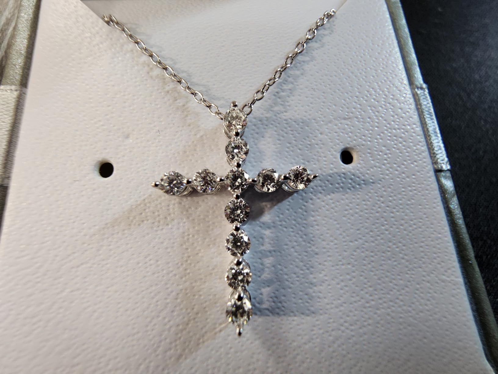 GILDED 1/2-1 ct. T.W. Lab Grown Diamond (SI1 Clarity, F Color) and Sterling Silver & 14KT Gold Plated Silver Cross Pendant with an 18 Inch Spring Ring Clasp Cable Chain customer photo 2