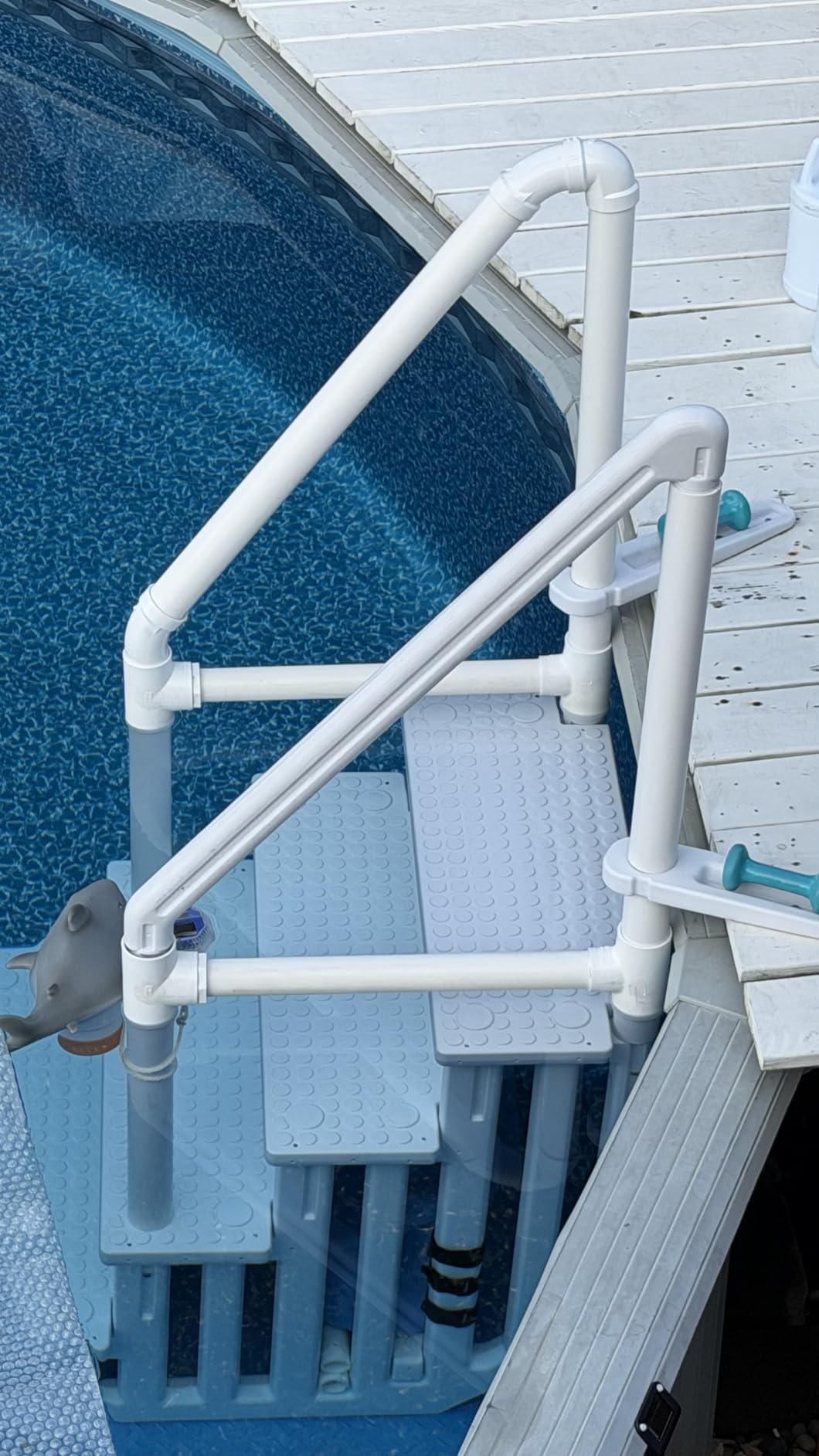 XtremepowerUS Above Ground Swimming Pool Ladder and 4-Step System with Handrails, Heavy-Duty Entry Ladder for Deck to Pool Access, Safety Step Design customer photo 1