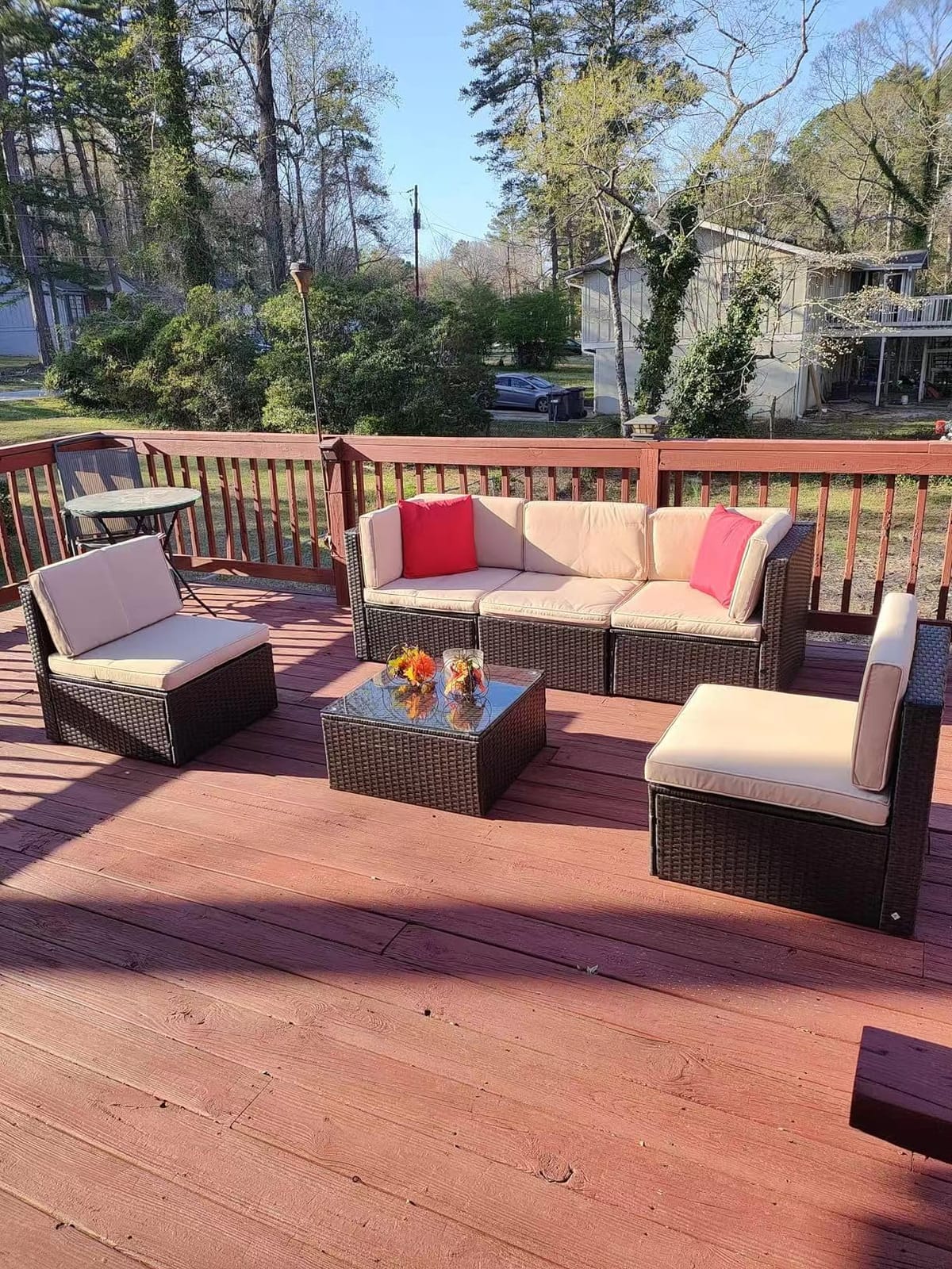6 Pieces Patio Furniture Set Outdoor Couch Wicker Sectional Sofa, Beige customer photo 1