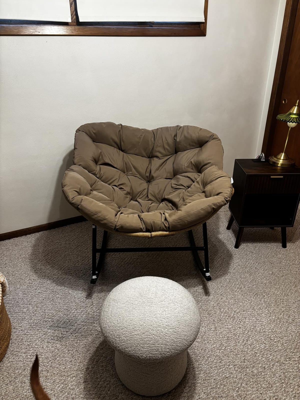 FINCATI Outdoor Indoor Papasan Rocking Chair, Oversized Rattan Lounge Chair customer photo 1