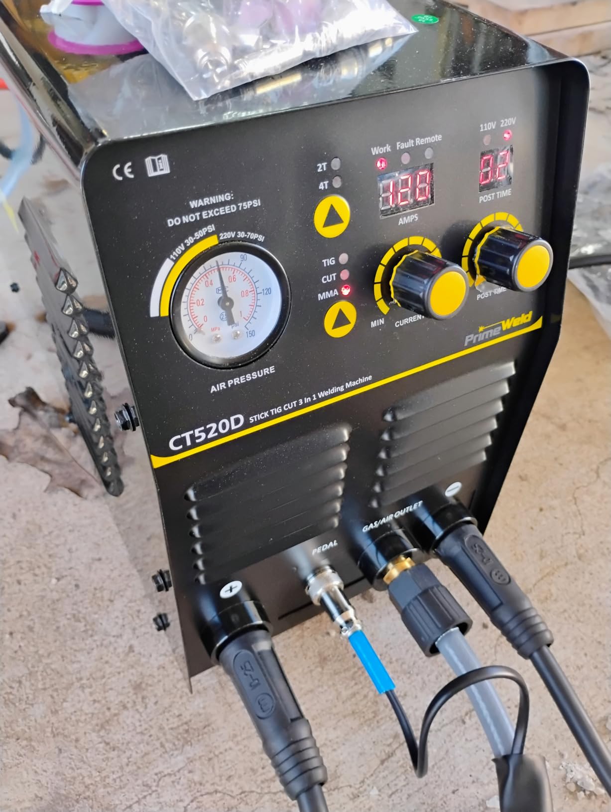 PrimeWeld 3-in-1 50 Amp Plasma Cutter, 200 Amp TIG Welder and 200 Amp Stick Welder - Welding and Cutting Combo, Mobile Welding Machine, Portable Plasma Cutter, Multipurpose Welder and Cutter, CT-520D customer photo 1