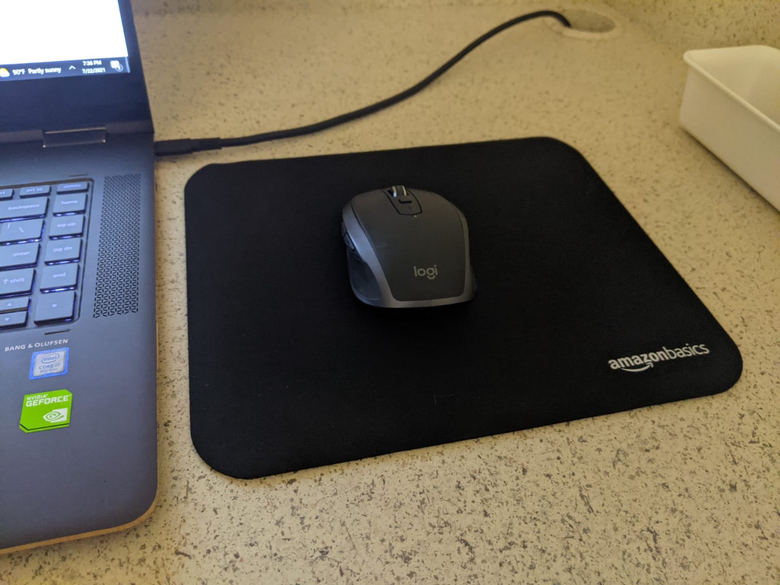 Amazon Basics Large Extended Computer Rectangular Mouse Pad, 16.7 x 35.7 inch, Black customer photo 1