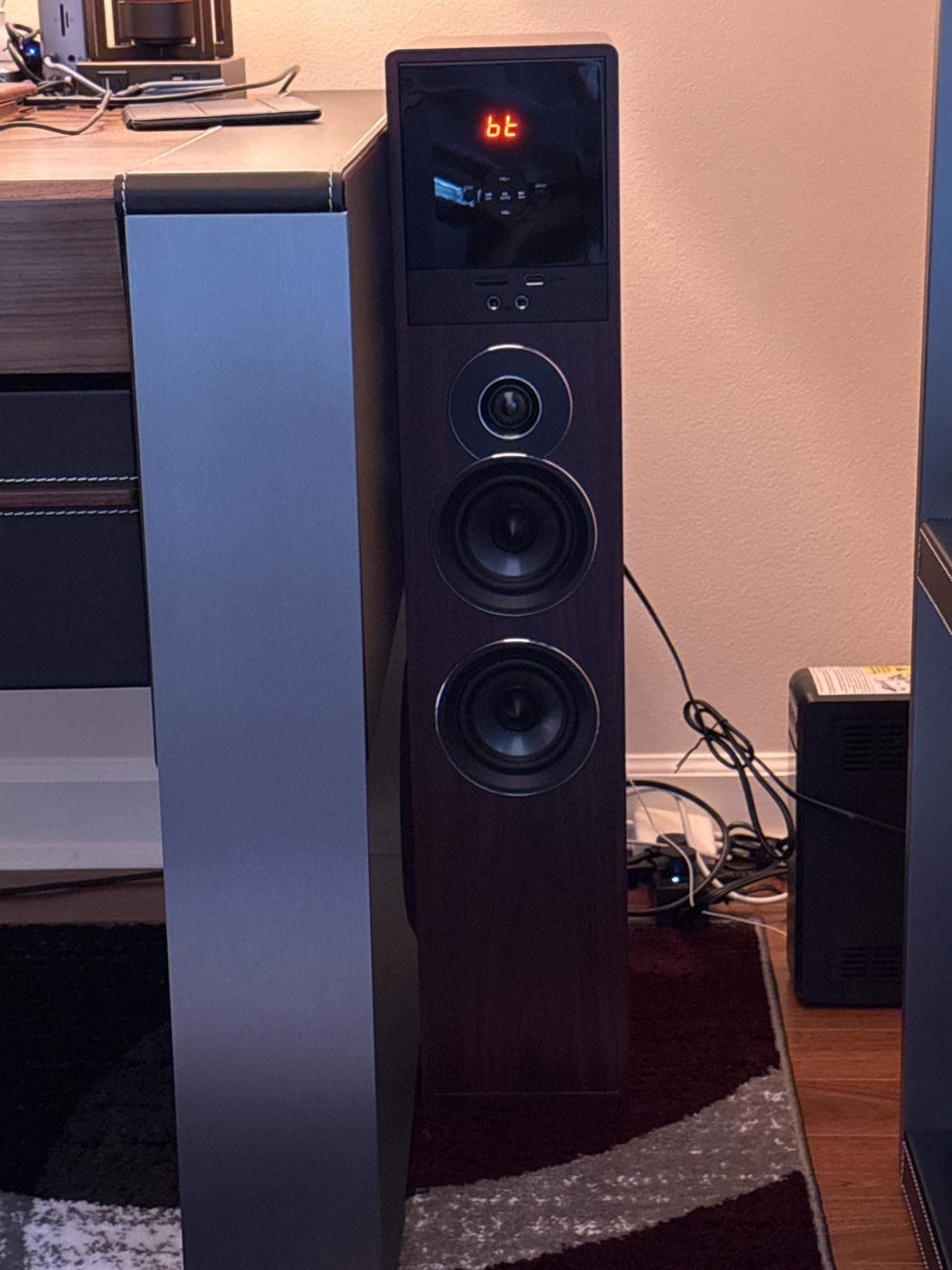 Rockville TM80B Black Powered Home Theater Tower Speakers, Dual 8
