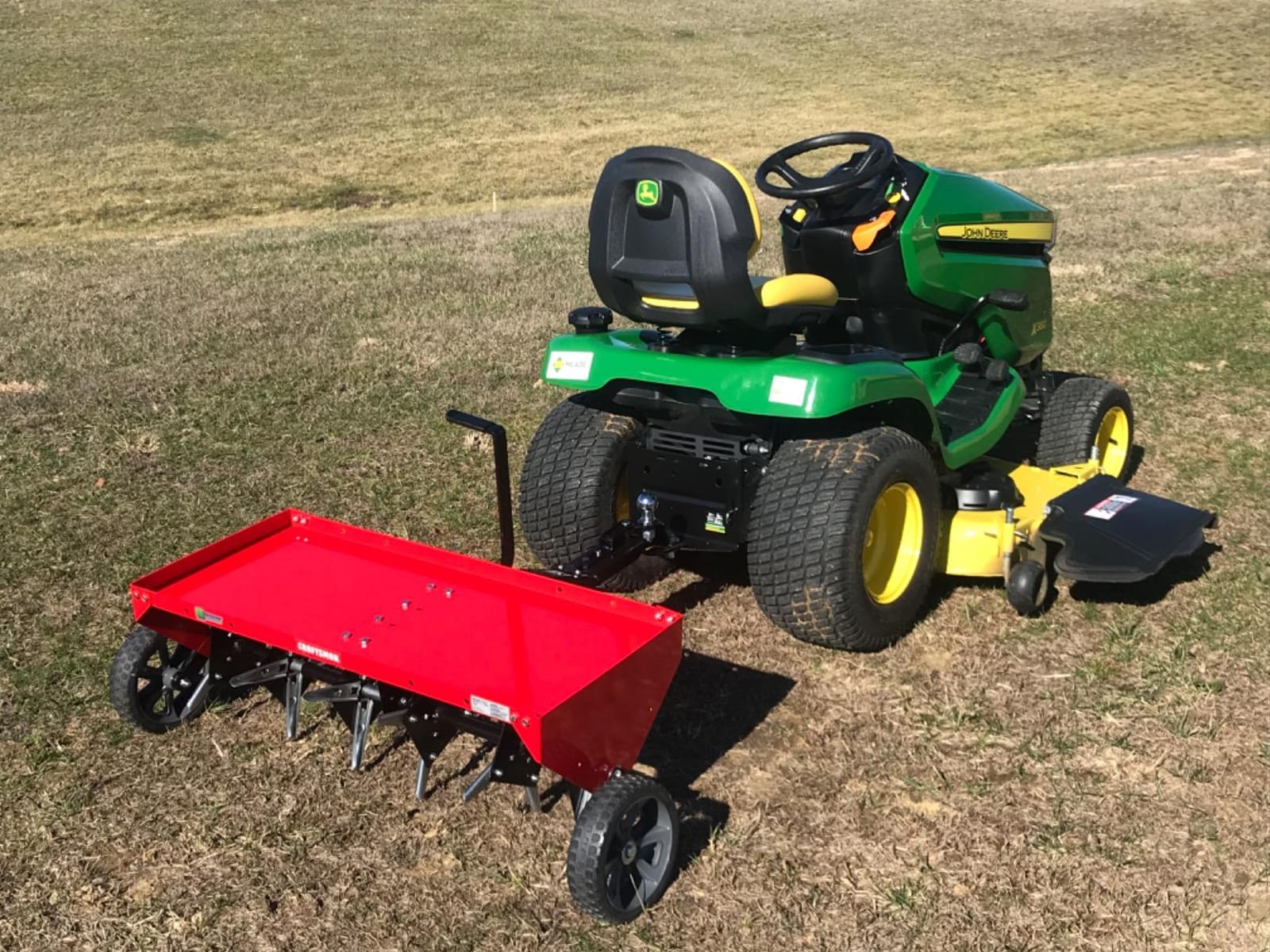 Craftsman 40 Inch Tow Behind Lawn Plug Aerator with 24 Galvanized Steel Coring Points and 140 lb Weight Tray customer photo 1