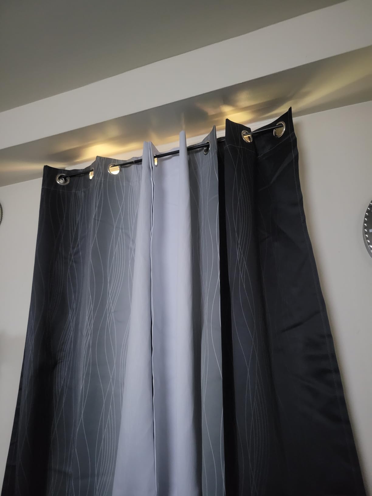 Navy Blue and Greyish White Blackout Curtains for Living Room 84 Inch Long customer photo 2