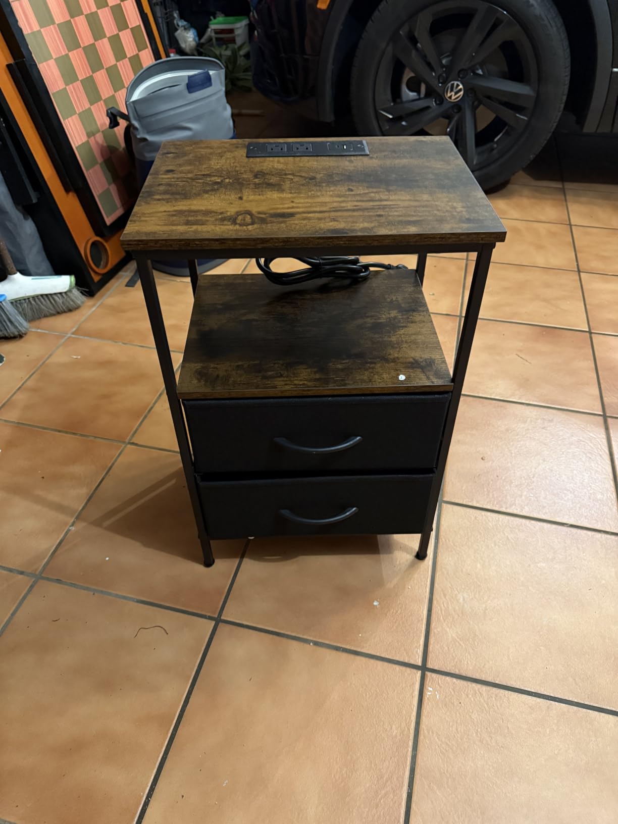 Huuger Nightstand with Charging Station, Side Table with Fabric Drawers customer photo 2