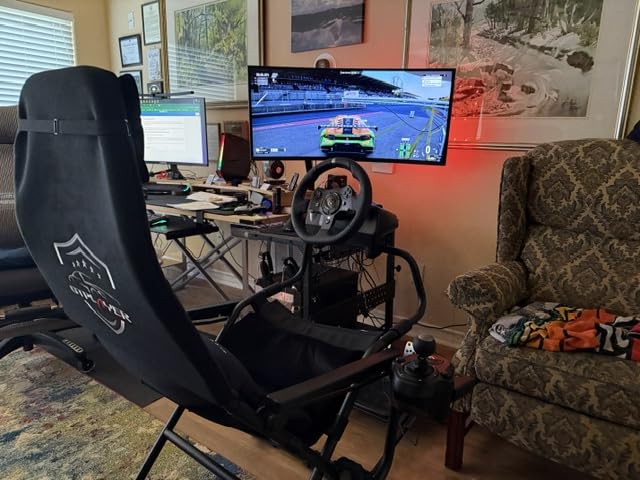 GTPLAYER Sim Racing Cockpit Foldable & Adjustable for High Performance Sim Racing Compact & Flexible Supports All Steering Wheels & Pedals for PC Wheel and Pedals Not Included(Black) customer photo 1