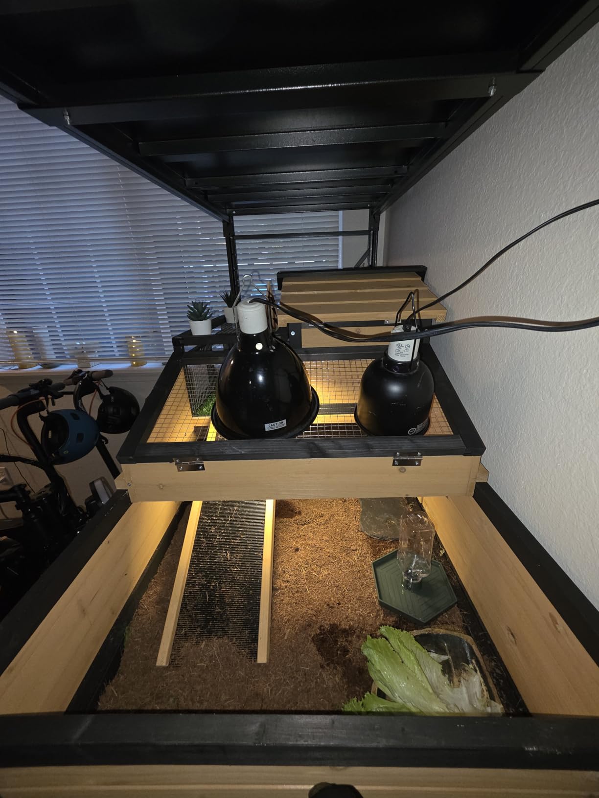 3-Room Large Tortoise Habitat with Pull-Out Tray, Wooden Reptile Enclosure Indoor & Outdoor with Ramp, Grass Mat, Openable Roof, Reptile Cage for Small Animals, Luxurious Tortoise House Villa, Gray customer photo 1