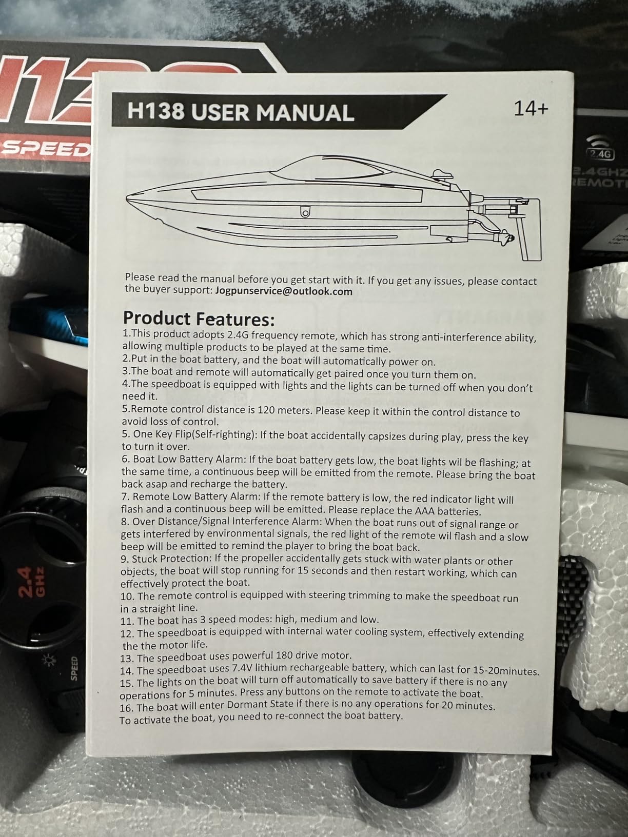 30KMH RC Remote Control Boat with 7 LED Light Modes Waterproof Electric customer photo 1