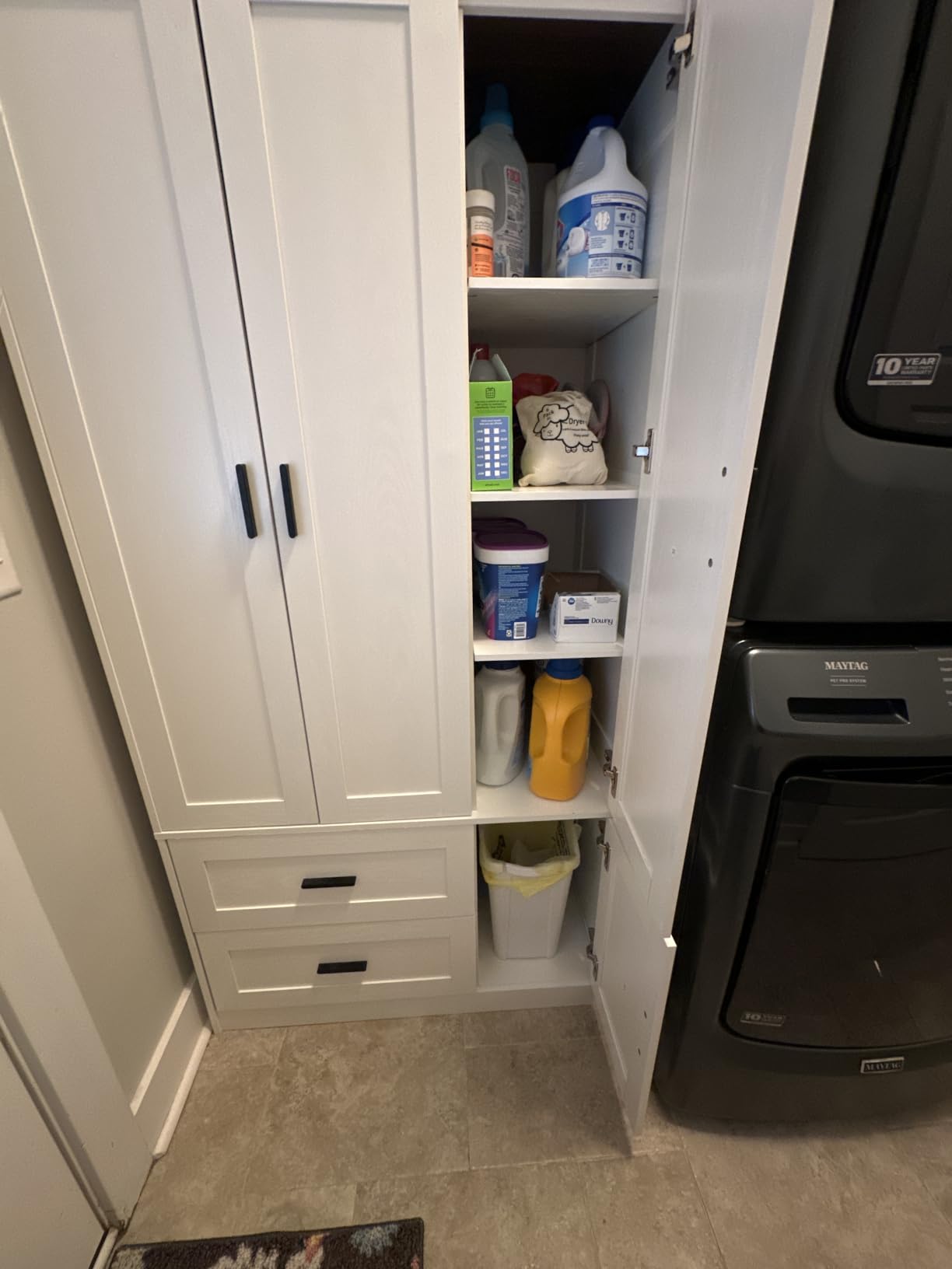 ANCTOR 3-Door Armoire Wardrobe Closet with 2 Drawers and Shelves, White customer photo 1