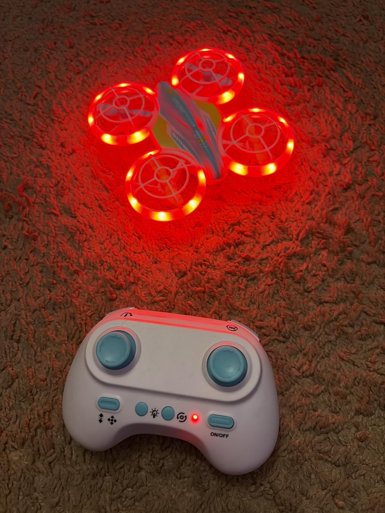 LED RC Drone for Kids 6+, Christmas Birthday Gift for Boys & Girls with Remote Batteries, 360° Flips, 3 Speed Modes, 45 Min Flight Indoor and Outdoor Flying Toy - Blue Yellow customer photo 1