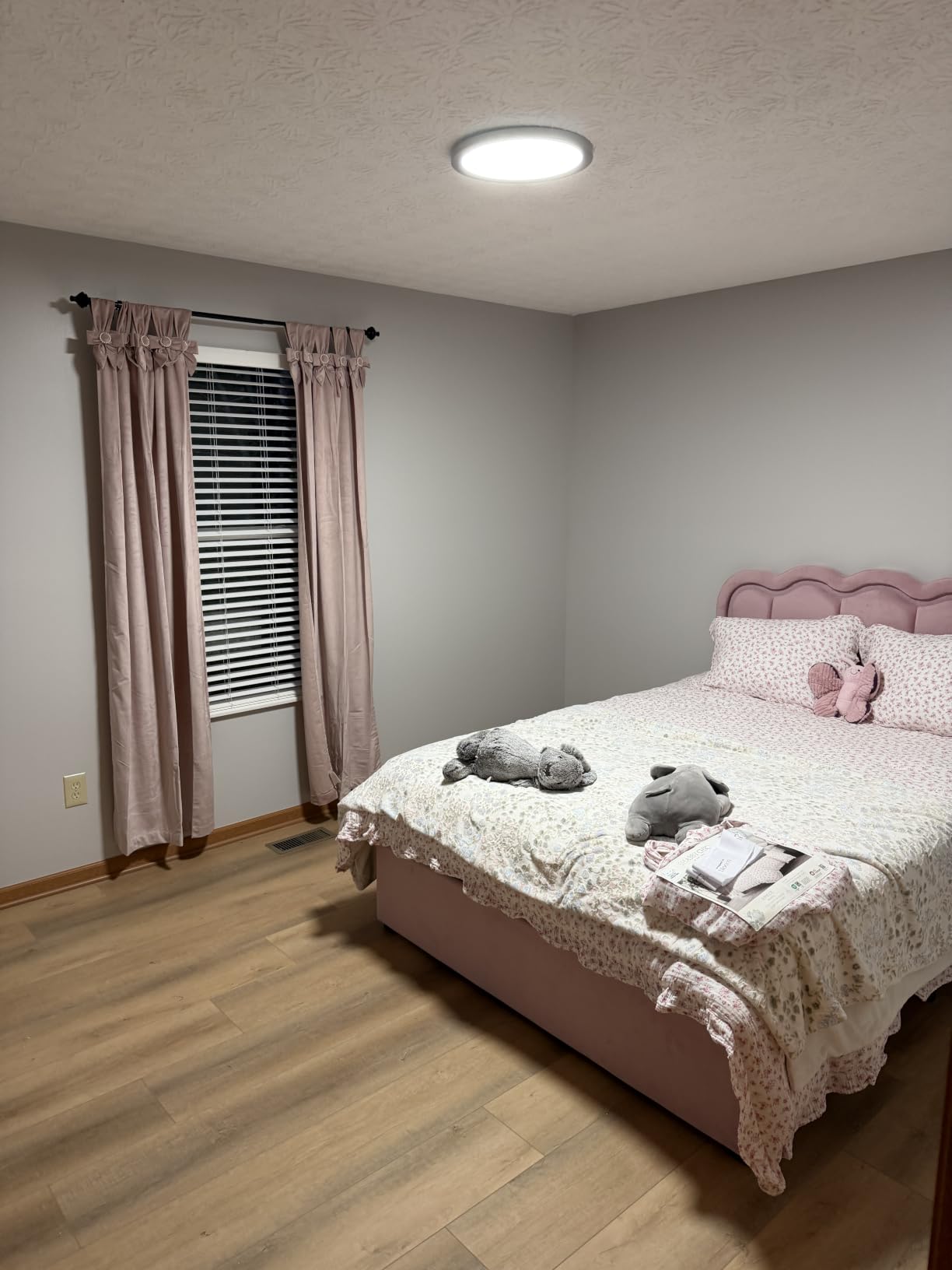 SHA CERLIN Twin Size Bed Frame with LED Lights and Storage Drawer, Cream customer photo 2