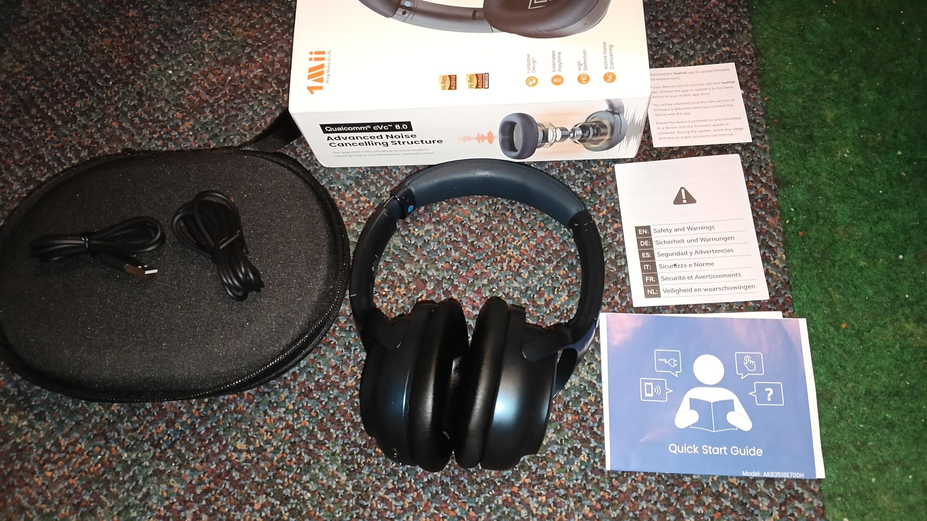1Mii E700 Noise Cancelling Headphones Bluetooth Wireless LDAC Hi-Res, Black customer photo 1