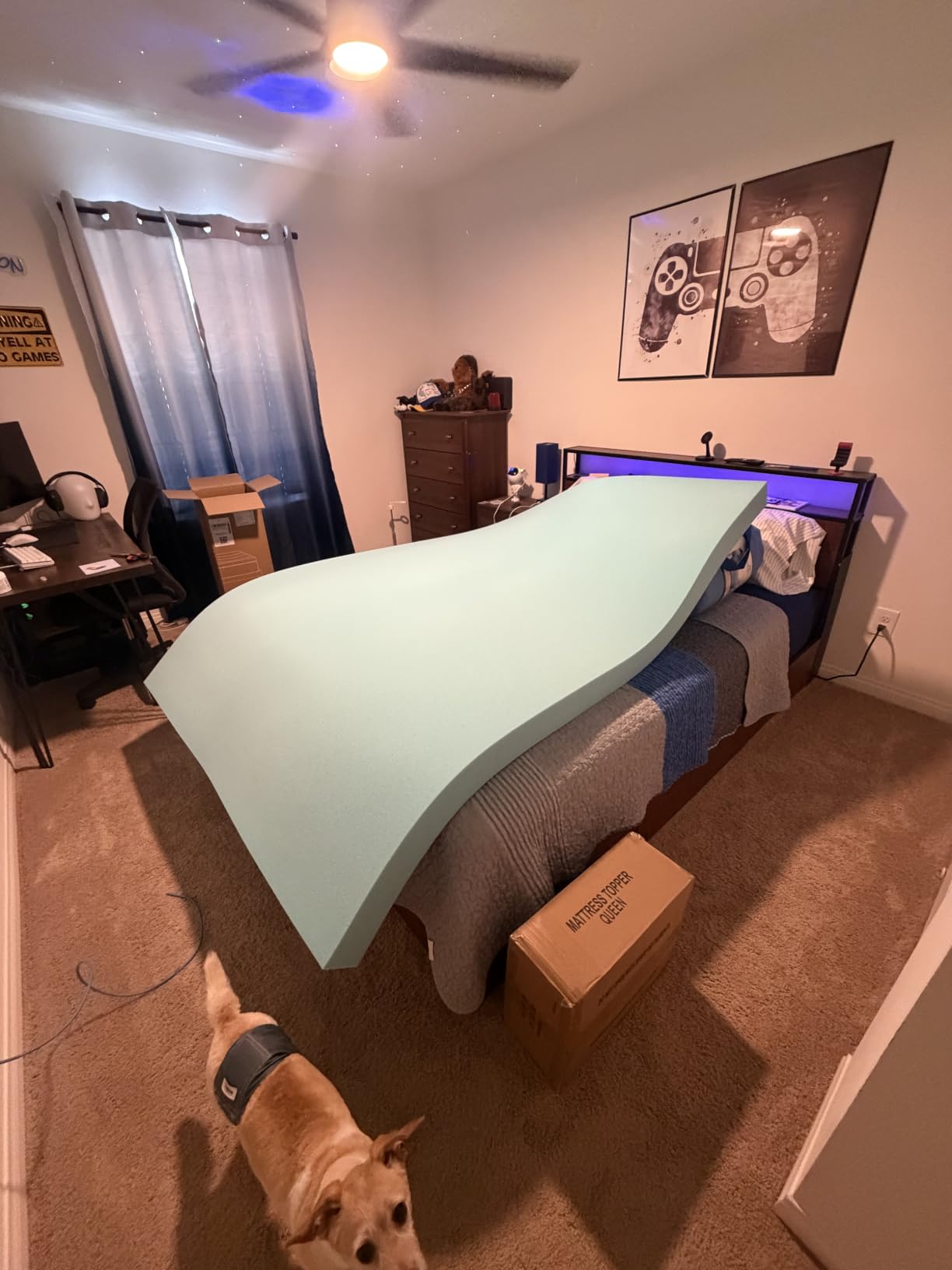 WhatsBedding 5 Inch Queen Mattress Topper Breathable Bamboo Viscose Air Layer,Memory Foam Mattress Topper Queen Size Blue. customer photo 1