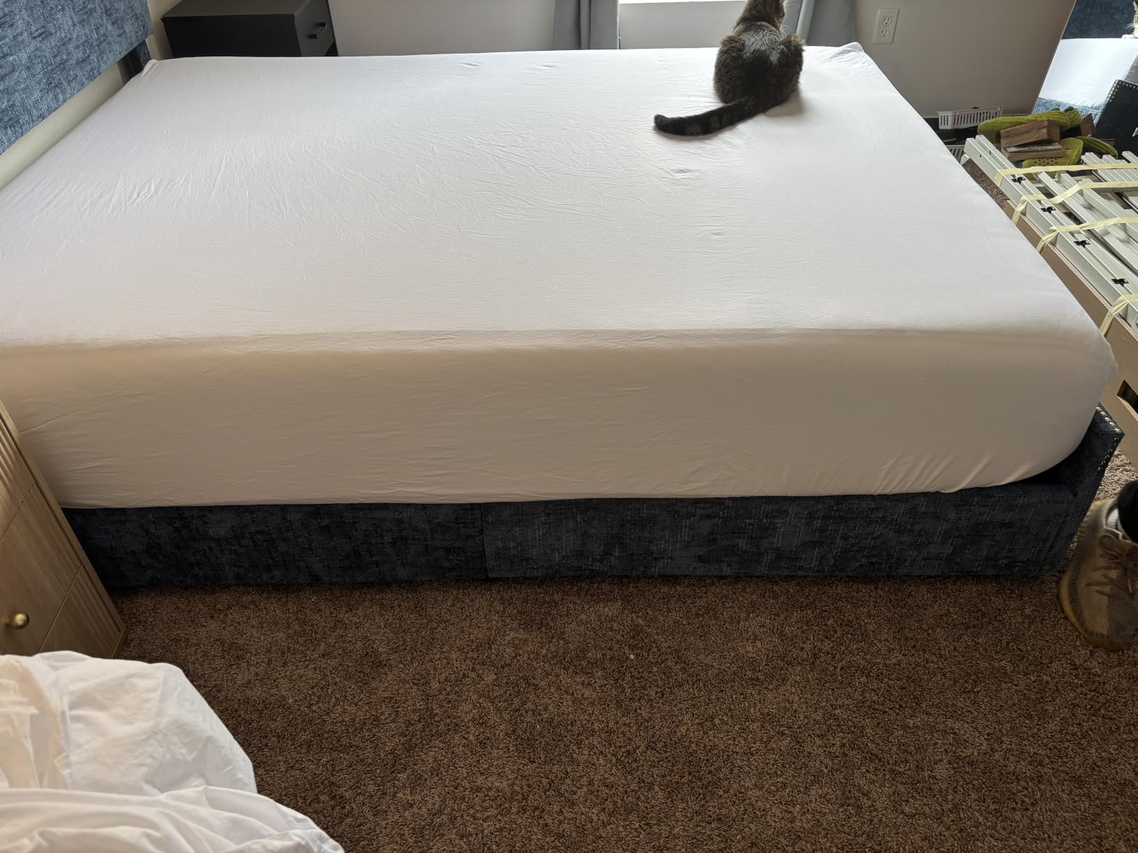 ZOYER 100% Cotton Percale King Sheets, Percale Weave, Bright White customer photo 1