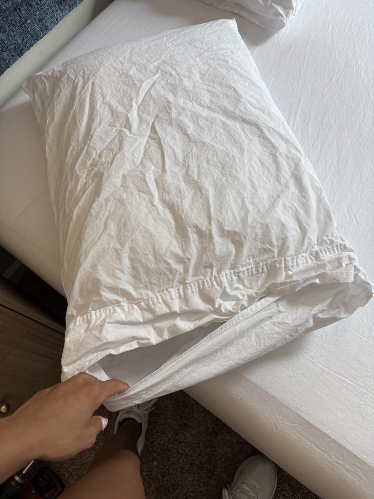 ZOYER 100% Cotton Percale King Sheets, Percale Weave, Bright White customer photo 2