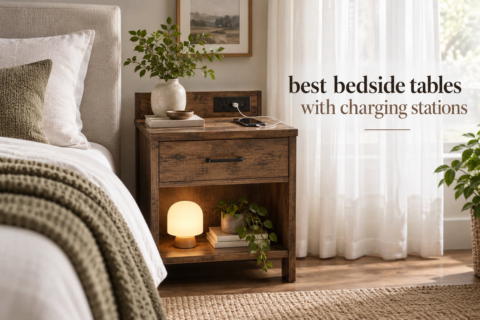 best bedside tables with charging stations